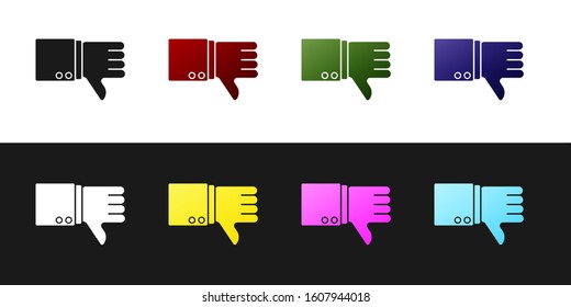 Set Dislike icon isolated on black and white background.  Vector Illustration