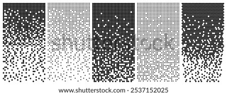 A Set Of Dispersing Dots. Decay Effect. Disintegrating Dotted Pattern. Mosaic Textures With Round Particles.