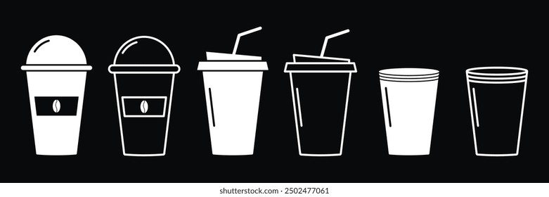 Set of disposable coffee cup icon collection. Different Coffee cup symbol. Vector illustration.