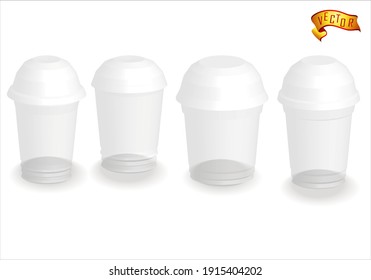 Set of disposable cups for coffee or tea templates to take home and editable for branding and labels. Realistic 3d design hot drink mug. The empty paper cup opens.