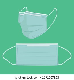 set of disposable face mask to protect againts air pollutions, prevent transmitting viruses, face mask vector illustration