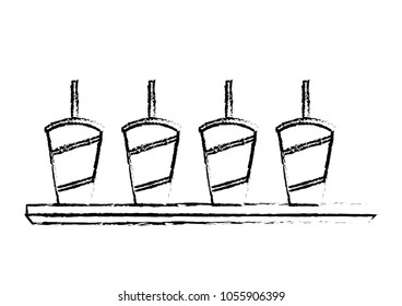 set of disposable paper cup soda with straw