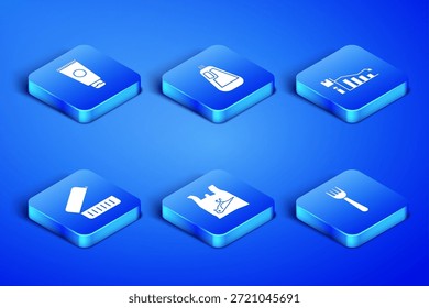 Set Disposable plastic fork, Cream cosmetic tube, Dead bird,, Lunch box, Bottle dishwashing liquid and Ecology infographic icon. Vector