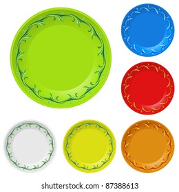 Set of disposable plates. Illustration on white background