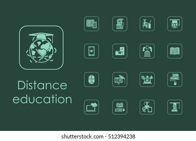 Set of distance learning simple icons