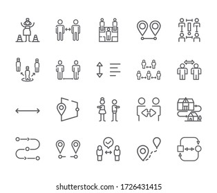 Set of distance Related Vector Line Icons. - vector