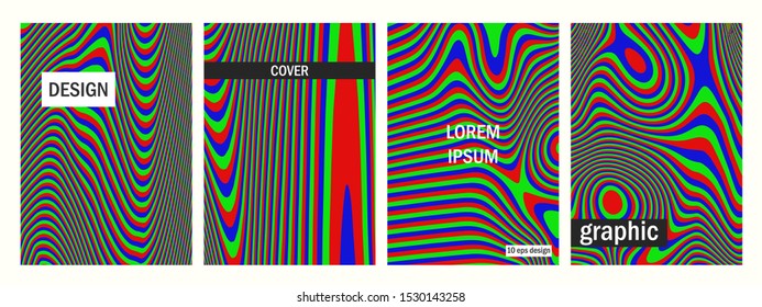 Set of distorted screen multicolor covers. 10 eps vector design. Template for design, brochure, web, advertising banner etc. 