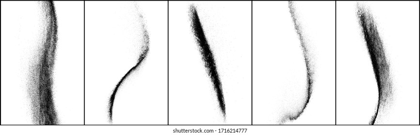 Set of distressed black texture. Dark grainy wave texture on white background. Dust overlay textured. Grain noise particles. Rusted effect. Halftone vector illustration, Eps 10.