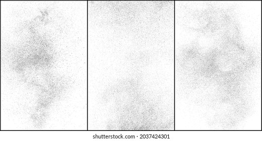 Set of distressed black texture. Dark grainy texture on white background. Dust overlay textured. Grain noise particles. Rusted white effect. Halftone vector illustration, Eps 10.