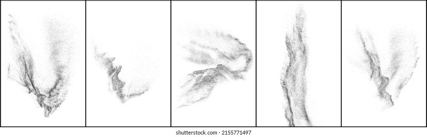Set of distressed black texture. Dark grainy texture on white background. Dust overlay textured. Grain noise particles. Rusted white effect. Halftone vector illustration, Eps 10.