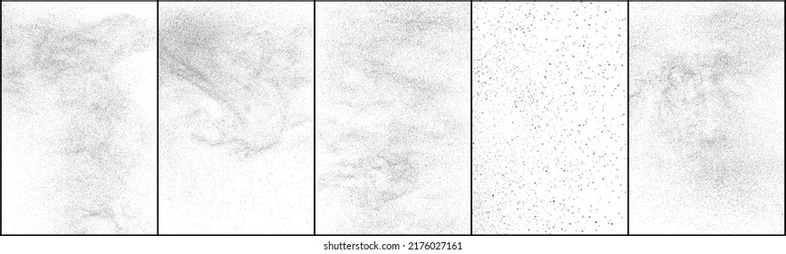 Set of distressed black texture. Dark grainy texture on white background. Dust overlay textured. Grain noise particles. Rusted white effect. Vector illustration, Eps 10.
