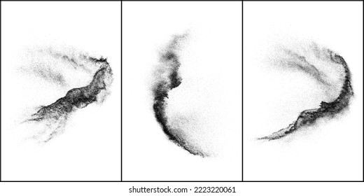 Set of distressed black texture. Dark grainy texture on white background. Dust overlay textured. Grain noise particles. Rusted white effect. Halftone vector illustration, Eps 10.