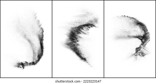 Set of distressed black texture. Dark grainy texture on white background. Dust overlay textured. Grain noise particles. Rusted white effect. Halftone vector illustration, Eps 10.