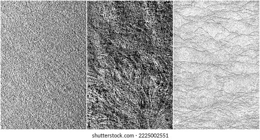 Set of distressed black texture. Dark grainy texture on white background. Dust overlay textured. Grain noise particles. Rusted white effect. Halftone vector illustration, Eps 10.
