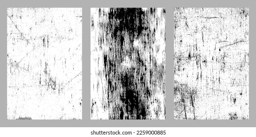 Set of distressed black texture. Dark grainy texture on white background. Dust overlay textured. Grain noise particles. Rusted white effect. Grunge design elements. Vector illustration, EPS 10.
