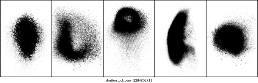 Set of distressed black texture. Dark grainy texture on white background. Dust overlay textured. Grain noise particles. Rusted white effect. Vector illustration, Eps 10.