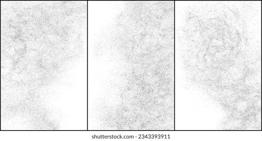 Set of distressed black texture. Dark grainy texture on white background. Dust overlay textured. Grain noise particles. Rusted white effect. Vector illustration, Eps 10.