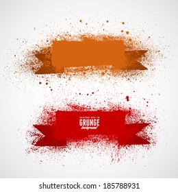 Set of distressed grunge scroll banners