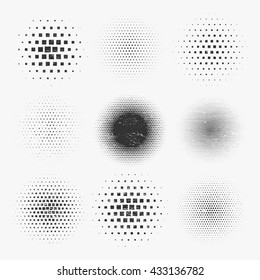 Set Of Distressed Halftone Textures.