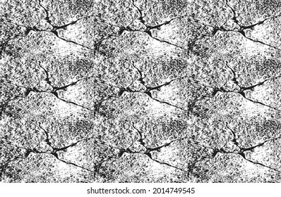 Set of distressed overlay texture of cracked concrete, stone or asphalt. grunge background. abstract halftone vector illustration