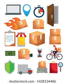 set of distribution boxes packages transport