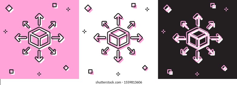 Set Distribution icon isolated on pink and white, black background. Content distribution concept.  Vector Illustration