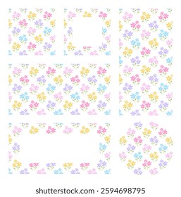 Set of ditzy floral banners. Collection of spring floral abstract patterns in liberty style. Floral frames for photos, collages. Perfect for textiles, covers, surfaces, clothing prints, banner, poster