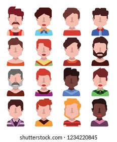 Set of diverse avatars with different clothes and hair styles isolated on white 2