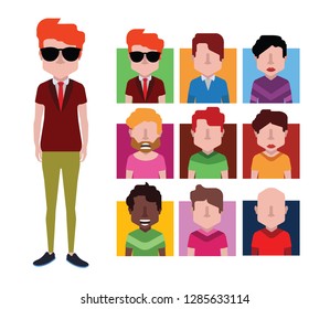 Set of diverse avatars with different clothes and hair styles 2