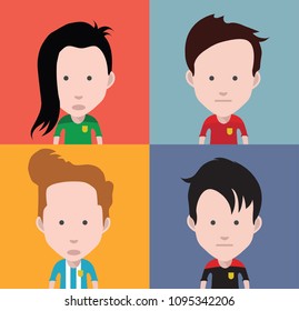 Set of diverse avatars isolated on color background 8