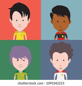 Set of diverse avatars isolated on color background 4