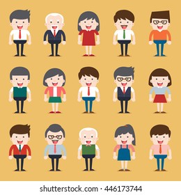 Set of diverse business people. Different and dress styles. Character set with flat design style.