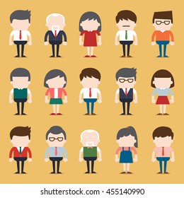 Set of diverse business people. Different and dress styles. Character set with flat design style.