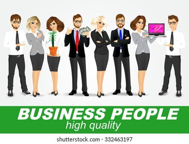 set of diverse business people isolated on white background