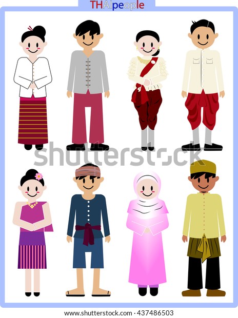 Set Diverse Business Thailand People Isolated Stock Vector (Royalty ...