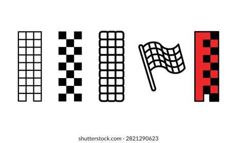 Set of diverse checkered flag patterns and racing sport design elements