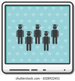 Set of diverse college or university graduation students flat vector icon.