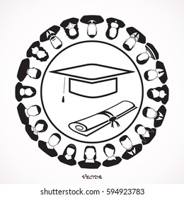 Set of diverse college or university students isolated on white background. Different nationalities and dress styles.