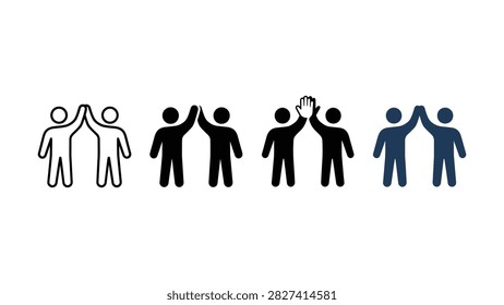 Set of diverse highfive people icons for professional business communication design