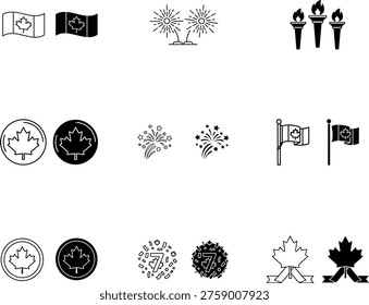 A set of diverse logos and symbols arranged in rows on a white background