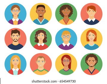 Set Diverse Man Woman Avatars Flat Stock Vector (Royalty Free ...