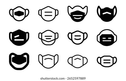 Set of diverse medical masks representing protection and safety against contamination
