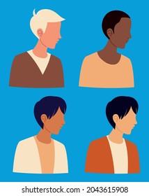 conjunto de caracteres masculinos diversos