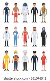 Set of Diverse Occupation and Profession People Characters