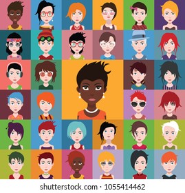 Set Of Diverse People Avatar Icons 