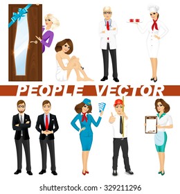 set of diverse people characters isolated on white background. Vector design