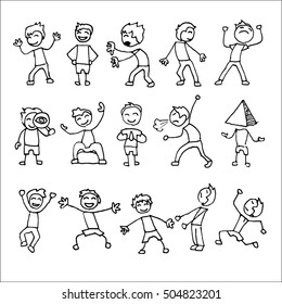 Set of diverse people. Hand drawn vector illustration isolated on white.