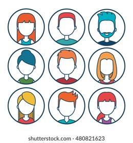 set diverse persons young isolated