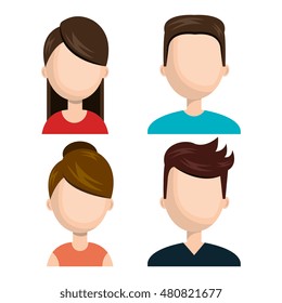 set diverse persons young isolated