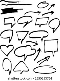  set of diverse speech bubbles hand drawn by line